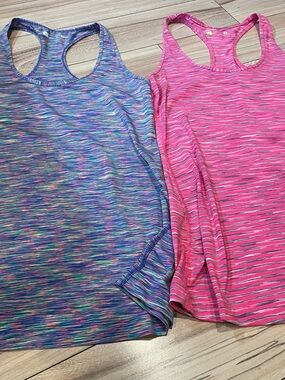 2 shirts Xersion Pink & Blue Space-Dye Racerback Tank Tops for Women